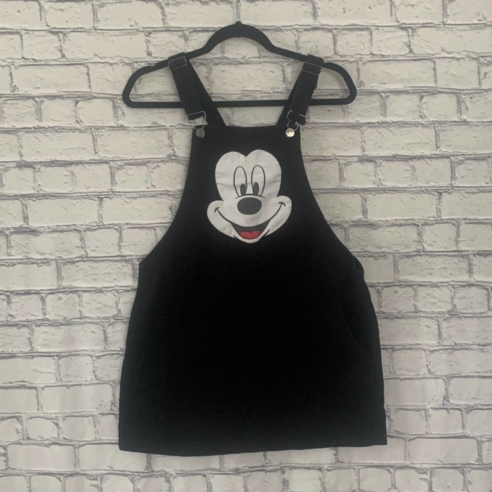 Disney | Black Denim Overall Dress w/ Mickey Graphic Size Medium
